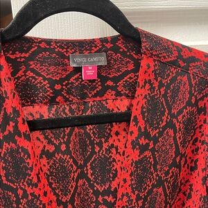 Vince Camuto Red and Black Snakeskin Blouse